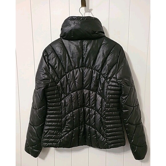 Guess Jacket Womens Medium Black Puffer Quilted Stand Collar Full Zip Pockets - Picture 6 of 11